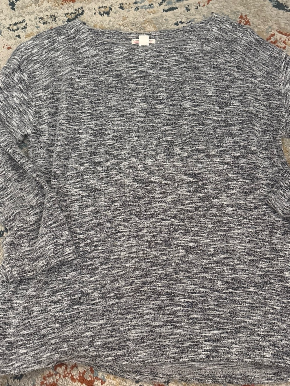 Crewcuts Marled Knit Long Sleeve Top - Gray & White